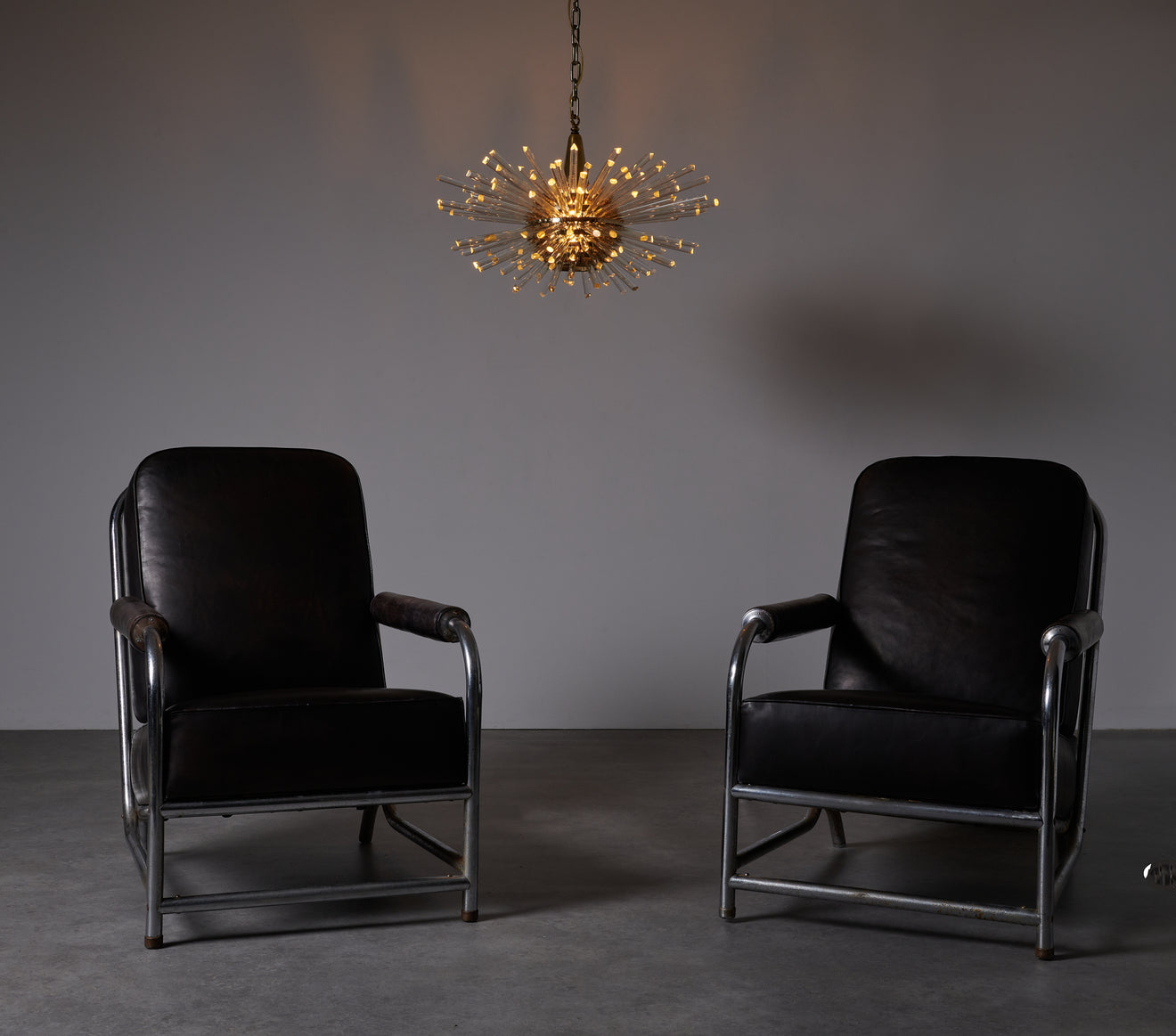 PAIR OF CHROMED ARMCHAIRS IN THE STYLE OF DONALD DESKEY FOR LLOYD